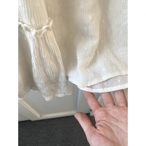 🎀American Eagle Outfitters White Flared Long Sleeve Shirt Women’s Small - Picture 3 of 5